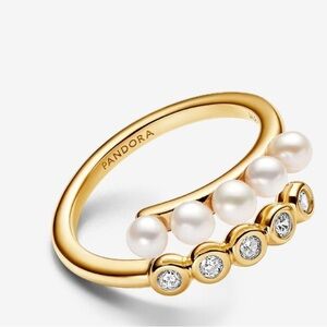 Pandora Treated Freshwater Cultured Pearls & Stones Open Ring NEW‎